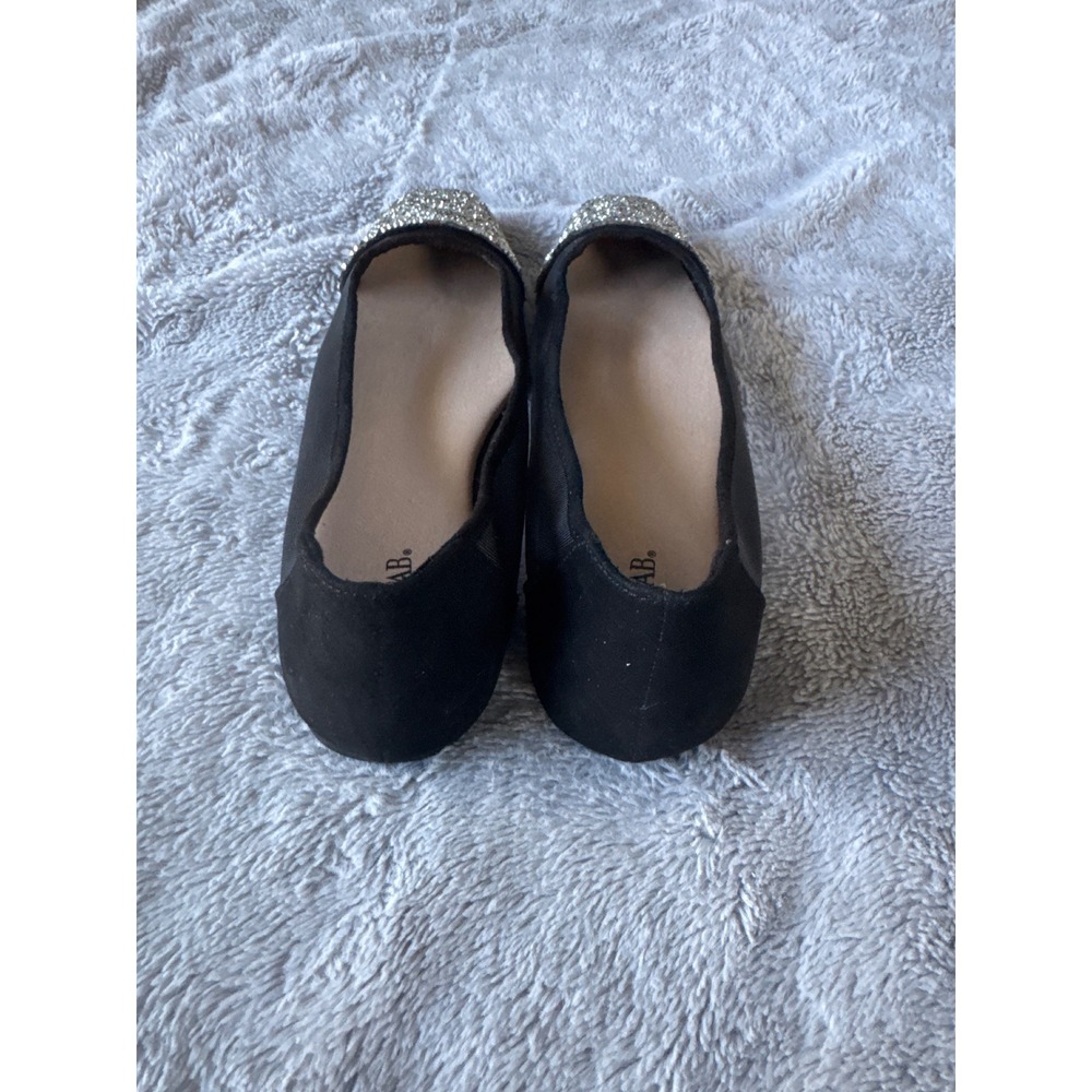 JustFab Crystal Black Mesh Glitter Cap Toe Ballet Flats Womens Size 8.5 - Picture 6 of 6